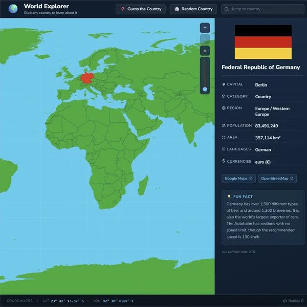 Screenshot of the World Map Demo