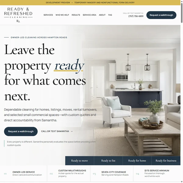 Screenshot of the Ready & Refreshed website